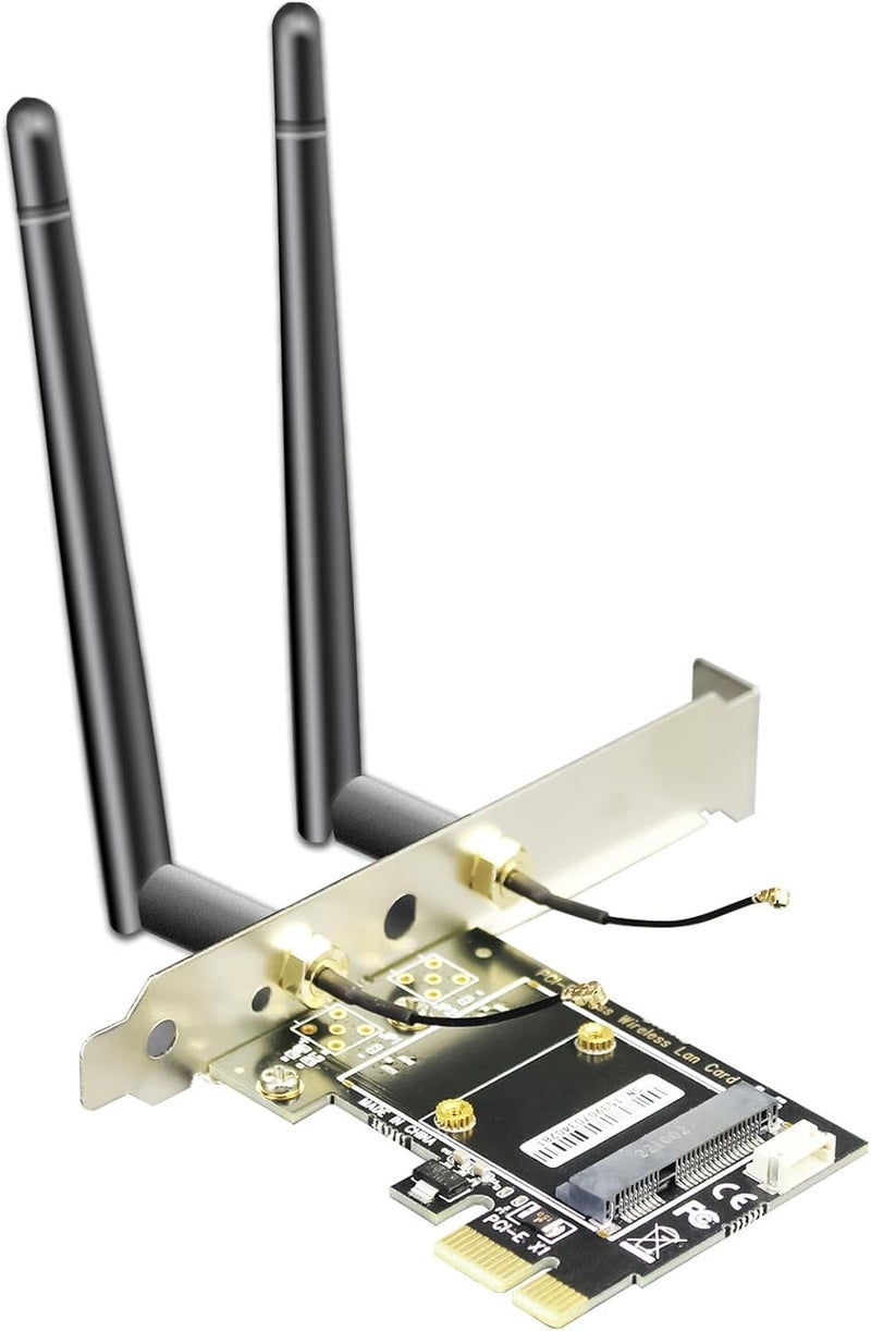 GLOTRENDS WA02 Mini PCIe to PCIe X1 WiFi Bluetooth Adapter for Mini PCIe WiFi 4/5/6/6e Module/Coral TPU Module, with 3.5-dBi SMA Antenna Kits - Image 1